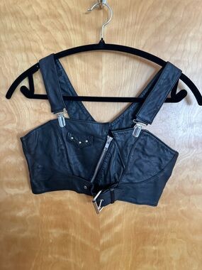 Vintage 80s Chia Genuine Leather Crop Top